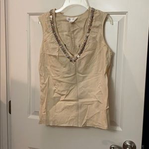 Cream Sleeveless Linen Top